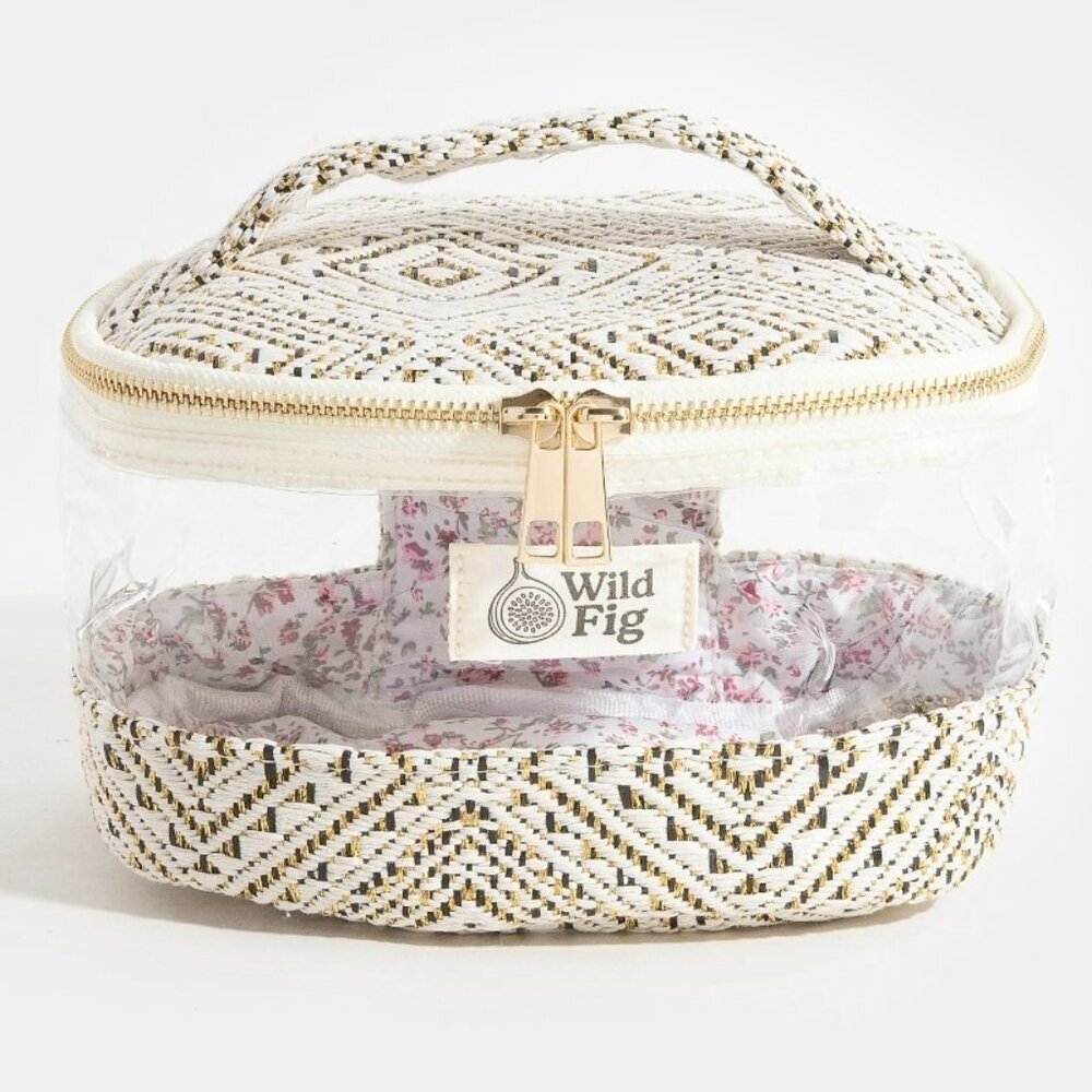 NWT Fame Transparent Clear Top Handle Makeup Case Cosmetic Bag